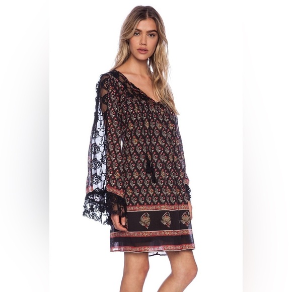 Free People 'Nomad Child' Red & Black Lace Dress – Size Small - Picture 1 of 4